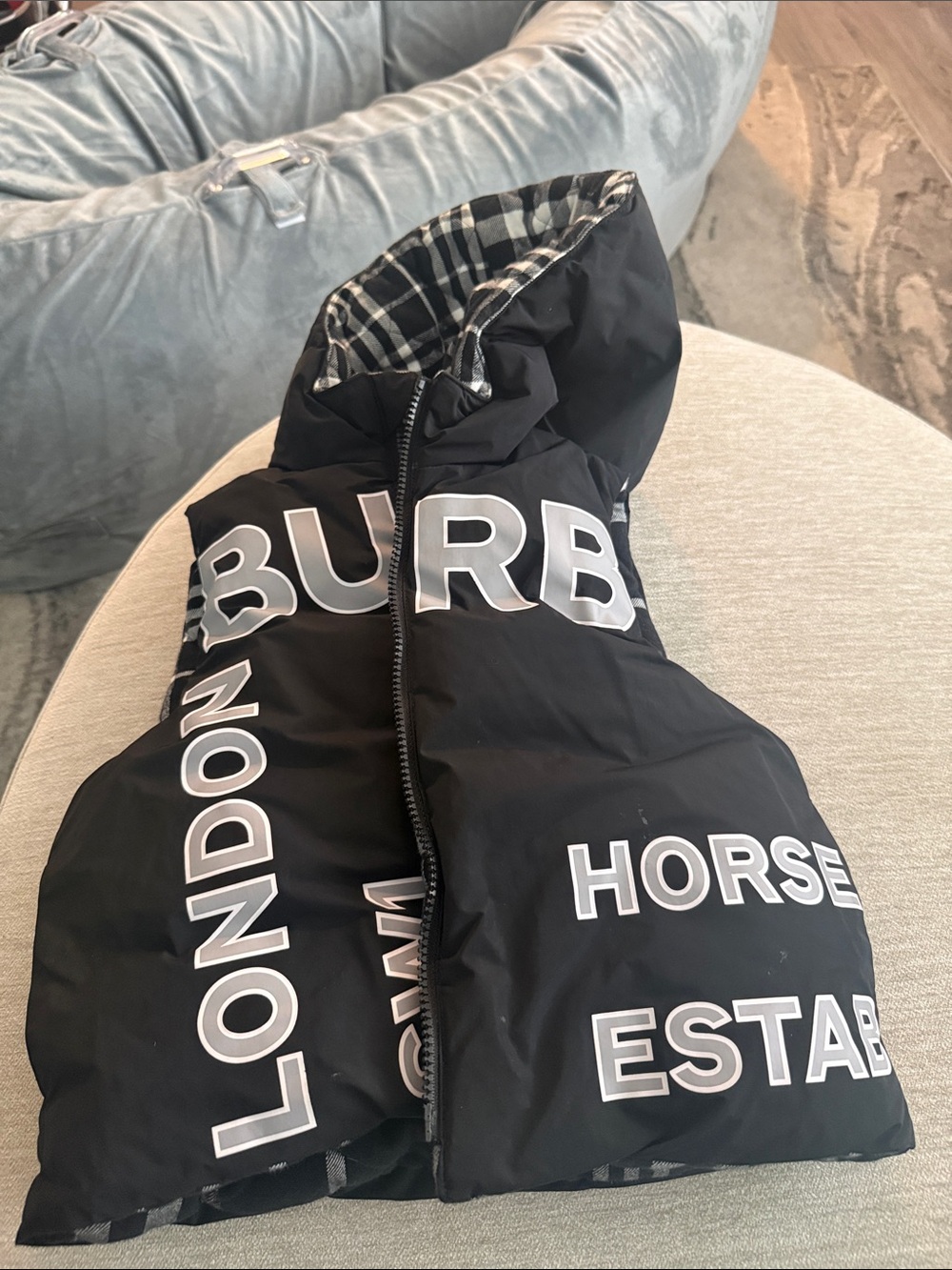 Toddler Boy Authentic Burberry Vest 3T Plaid Puffer Vest with London Graphic